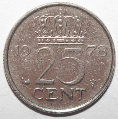 Лот: 7438213. Фото: 1. 25 центов 1978 год. Нидерланды. Европа