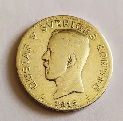 Лот: 22165351. Фото: 1. Швеция 1 крона 1915 Густав V серебро. Европа
