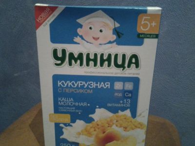 Лот: 4260398. Фото: 1. Каша "Умница" кукурузная с персиком. Детское питание