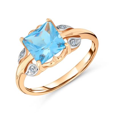 Лот: 23823150. Фото: 1. Золотое кольцо с кристаллом и... Кольца, перстни