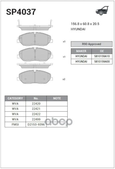 Лот: 21839019. Фото: 1. Колодки Тормозные Передние Hyundai... Тормозная система