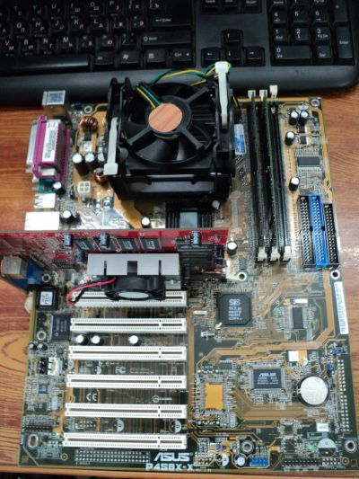 Лот: 4074248. Фото: 1. Asus P4S8X-X (S478) + Intel Celeron... Материнские платы