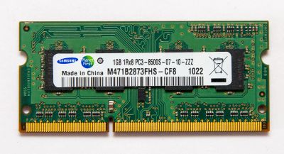 Лот: 11116715. Фото: 1. DDR3 Samsung 1GB SoDIMM 1Rx8 PC3-8500S-07-10-ZZZ. Оперативная память