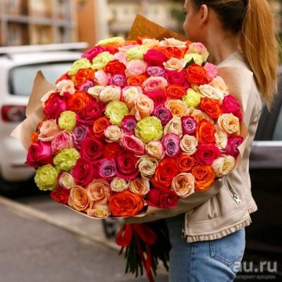 Лот: 17084099. Фото: 1. Букет MIX 101 большой свежей эквадорской... Свежие цветы