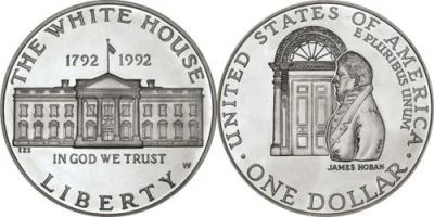 Лот: 9215891. Фото: 1. 1992 г. США. 1 доллар. Белый дом... Америка