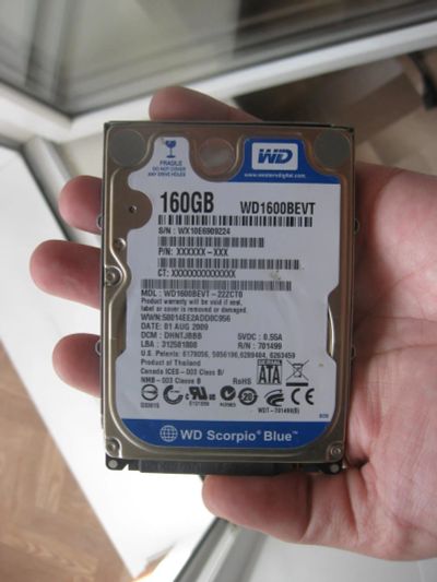 Лот: 9841455. Фото: 1. Винчестер 2.5" 160Gb WD1600BEVT. Жёсткие диски (HDD)