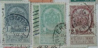 Лот: 10448736. Фото: 1. Бельгия 1907г Used пс +2 дубля. Марки