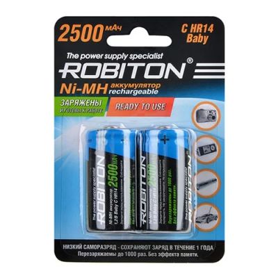 Лот: 15492852. Фото: 1. Аккумулятор Ni-MH C Robiton 2500mAh... Батарейки, аккумуляторы, элементы питания
