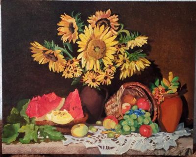 Лот: 5736701. Фото: 1. Натюрморт "Подсолнухи". Картины, рисунки