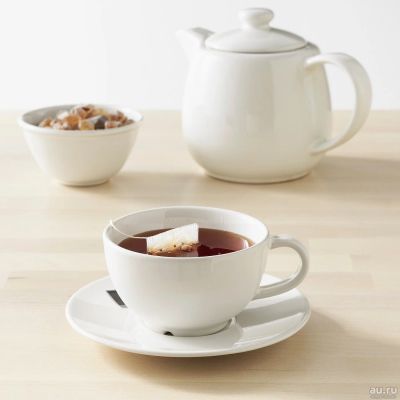 Лот: 12605073. Фото: 1. Чашка чайная с блюдцем, белый... Кружки, стаканы, бокалы