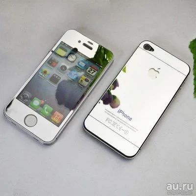 Лот: 12968432. Фото: 1. Защитное стекло iPhone 4/4S Серебро... Защитные стёкла, защитные плёнки
