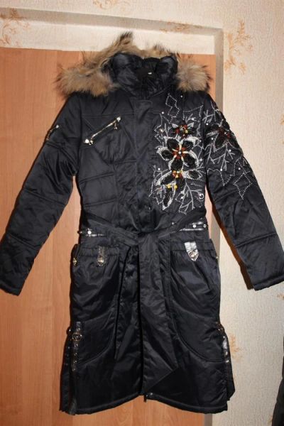 Лот: 3226649. Фото: 1. Синтепоновое пальто, черное с... Верхняя одежда
