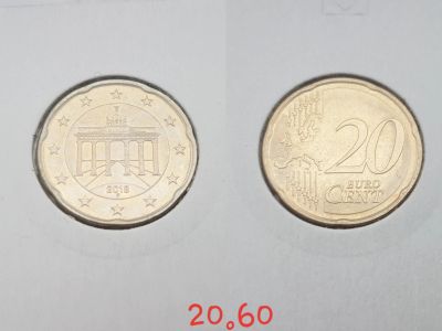 Лот: 15619536. Фото: 1. монета Германия 20 евроцентов... Европа
