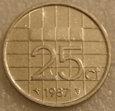 Лот: 7817771. Фото: 1. 25 центов 1987 Нидерланды. Европа