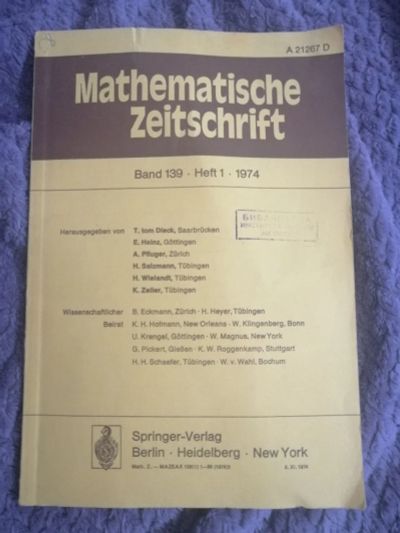 Лот: 18435131. Фото: 1. Mathematische Zeiltschrift Band... Физико-математические науки