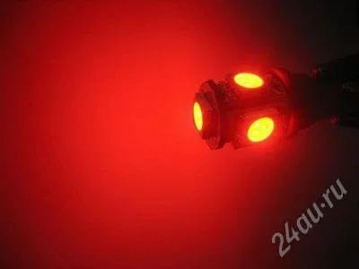 Лот: 4341512. Фото: 1. Лампочка T10, 5 led 5050 Красная... Детали тюнинга