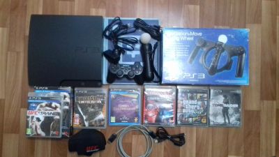 Лот: 14281825. Фото: 1. PS3 320 Gb Move руль игры. Игровые приставки, консоли