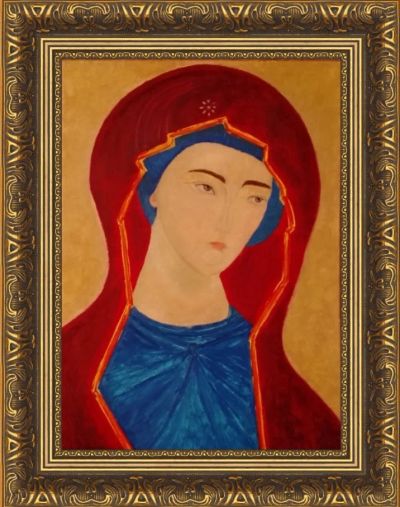 Лот: 25785524. Фото: 1. Картина маслом Иверская Божья... Картины, гравюры