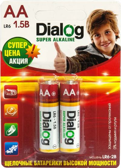 Лот: 7410158. Фото: 1. Батарейка АА LR6-2B Dialog щелочная... Батарейки, аккумуляторы, элементы питания