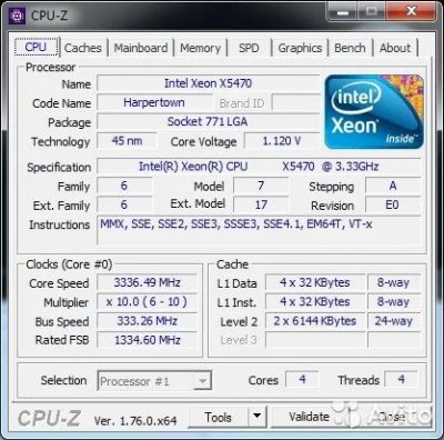 Лот: 9390199. Фото: 1. Xeon® X5470 (12M Cache, 3.33 GHz... Процессоры