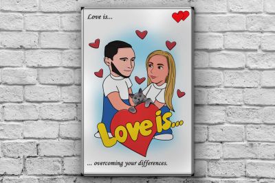 Лот: 15689843. Фото: 1. Ваше фото в стиле Love Is. Картины, рисунки