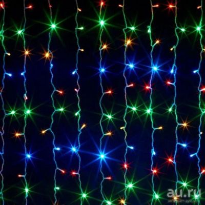 Лот: 15103724. Фото: 1. Штора 320 LED цветная, 3х2м прозр... Гирлянды, шарики, новогодние аксессуары
