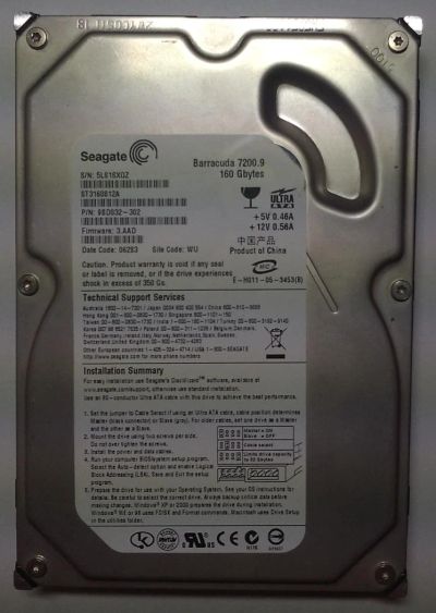 Лот: 5413647. Фото: 1. HDD / Seagate / Model: ST3160812A... Жёсткие диски (HDD)