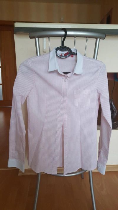 Лот: 9662949. Фото: 1. Блузка розовая в белую полоску. Школьная форма