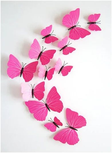 Лот: 6312270. Фото: 1. Наклейка 3D Бабочка - розовая. Аксессуары
