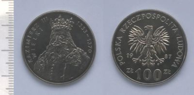 Лот: 7131212. Фото: 1. Польша. 100 злотых 1987 Король... Европа