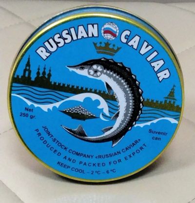 Лот: 25199507. Фото: 1. Банка жестяная из под черной икры... Другое (коллекционирование, моделизм)