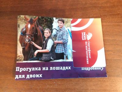 Лот: 7786891. Фото: 1. Сертификат подарок прогулка верхом... Другое (сувениры, подарки)