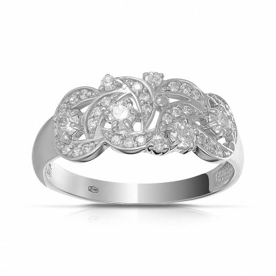 Лот: 23822749. Фото: 1. Кольцо из серебра с фианитами. Кольца, перстни