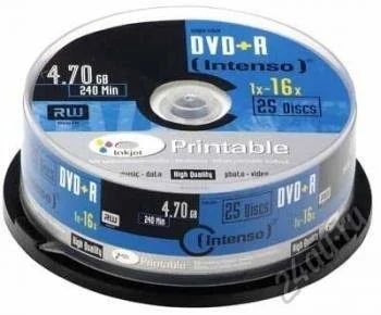 Лот: 5548880. Фото: 1. Диск DVDR Intenso 4.7Gb 16x Cake... CD, DVD, BluRay