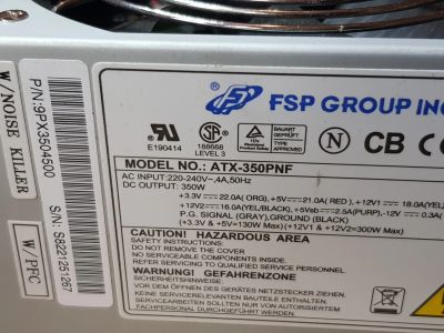 Лот: 18374907. Фото: 1. Блок питания FSP ATX-350PNF кулер... Корпуса, блоки питания