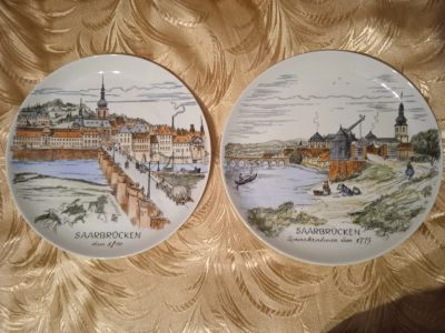 Лот: 18378395. Фото: 1. 2 настенные тарелки, города. Аксессуары