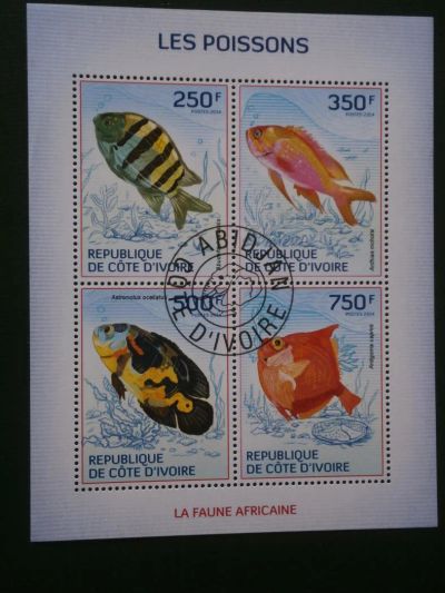 Лот: 9940643. Фото: 1. Марки, Рыбы, Де кот девоир, 2014. Марки
