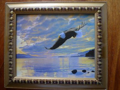 Лот: 4515973. Фото: 1. Картина "Парящий над заливом орёл... Картины, рисунки