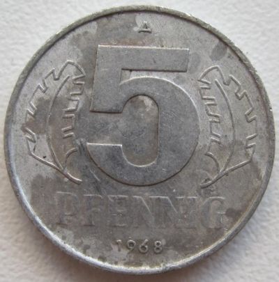 Лот: 6740539. Фото: 1. ГДР 5 пфеннигов 1968. Германия и Австрия