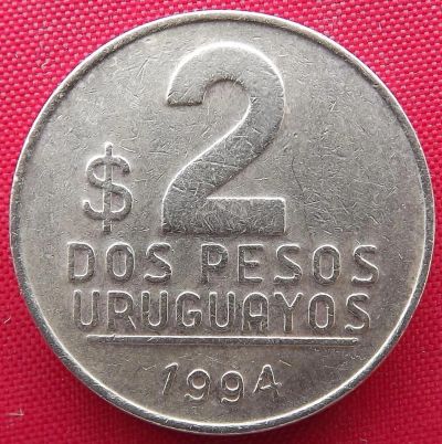 Лот: 1589498. Фото: 1. (№805) 2 песо 1994 (Уругвай). Америка