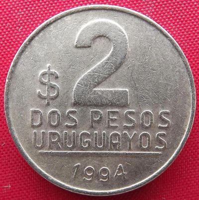 Лот: 1589498. Фото: 1. (№805/LF) 2 песо 1994 (Уругвай... Америка