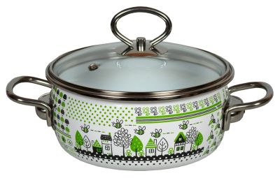 Лот: 15134732. Фото: 1. Кастрюля эмалированная "GREEN... Кастрюли