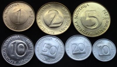 Лот: 6274069. Фото: 1. Словения набор 7 монет = АНЦ. Европа