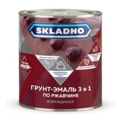 Лот: 24087355. Фото: 1. Грунт-эмаль Skladno, по ржавчине... Краски, лаки, растворитель