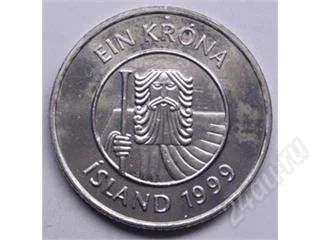 Лот: 112745. Фото: 1. Исландия. 1 крона 1999г. Европа