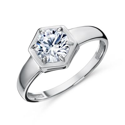 Лот: 23841044. Фото: 1. Золотое кольцо с фианитом SWAROVSKI. Кольца, перстни