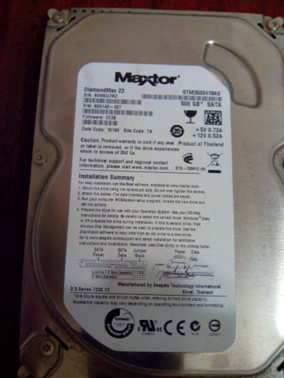 Лот: 14019568. Фото: 1. 500Gb Maxtor STM3500418AS SATA-II... Жёсткие диски (HDD)