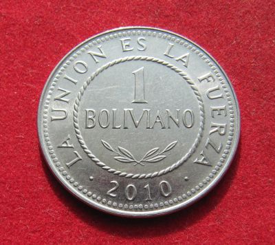 Лот: 20870741. Фото: 1. Боливия 1 боливиано, 2010г. Америка