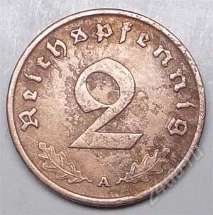 Лот: 1532143. Фото: 1. Германия. 3-й Рейх. 2 рейх пфенниг... Германия и Австрия