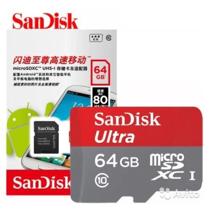 Лот: 9450261. Фото: 1. Micro SD Карта памяти 64 Gb SanDisk... USB-флеш карты